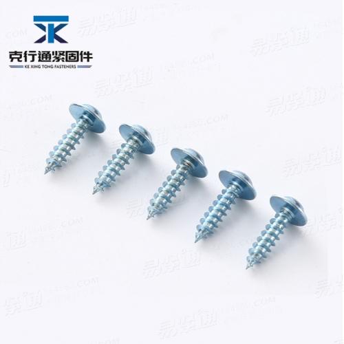 DIN968十字圆头带介自攻螺丝 大扁头镀锌带垫介子自攻螺钉